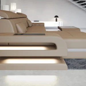 Kunstleder Ecksofa Bellavita mit Ottomane L-Form S Mini