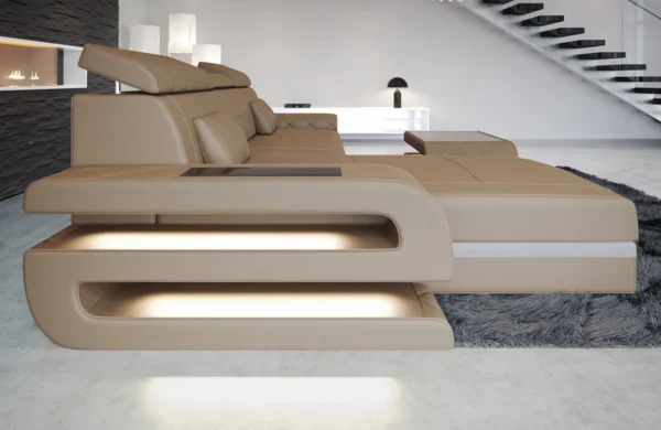 Kunstleder Ecksofa Bellavita mit Ottomane L-Form S Mini – Bild 18