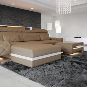 Kunstleder Ecksofa Bellavita mit Ottomane L-Form S Mini