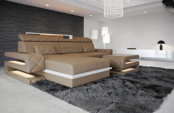 Kunstleder Ecksofa Bellavita mit Ottomane L-Form S Mini – Bild 20
