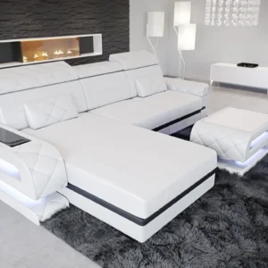 Kunstleder Ecksofa Bellavita mit Ottomane L-Form S Mini