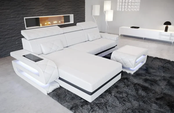 Kunstleder Ecksofa Bellavita mit Ottomane L-Form S Mini – Bild 21