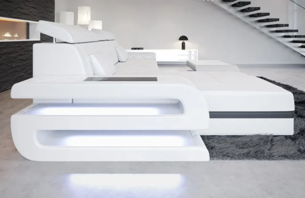 Kunstleder Ecksofa Bellavita mit Ottomane L-Form S Mini – Bild 22