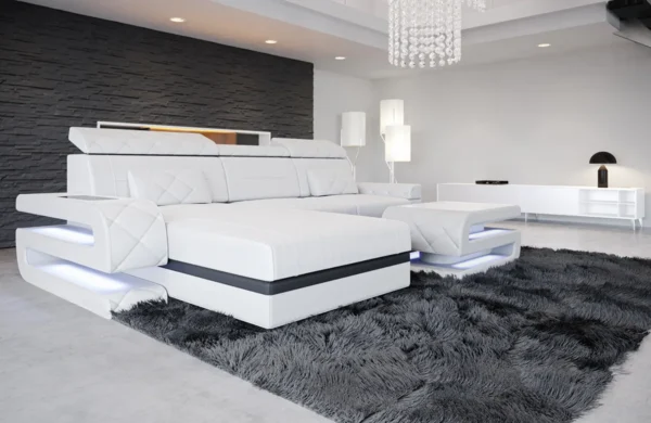 Kunstleder Ecksofa Bellavita mit Ottomane L-Form S Mini – Bild 24