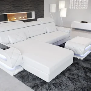 Kunstleder Ecksofa Bellavita mit Ottomane L-Form S Mini