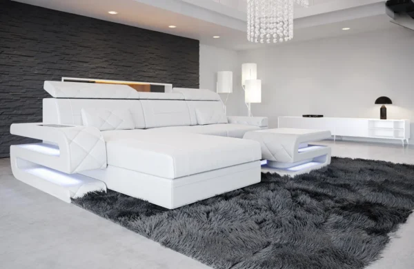 Kunstleder Ecksofa Bellavita mit Ottomane L-Form S Mini – Bild 4