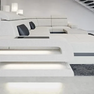 Webstoff Wohnlandschaft Bellavita mit Ottomane U-Form L Mini
