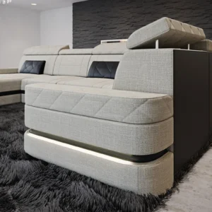 Webstoff Wohnlandschaft Bellavita mit Ottomane U-Form L Mini