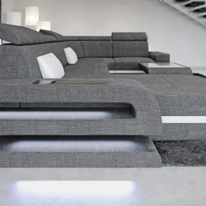 Webstoff Wohnlandschaft Bellavita mit Ottomane U-Form L Mini