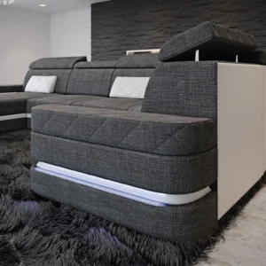 Webstoff Wohnlandschaft Bellavita mit Ottomane U-Form L Mini