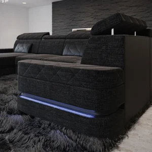 Webstoff Wohnlandschaft Bellavita mit Ottomane U-Form L Mini