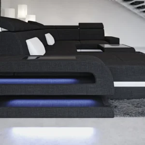 Webstoff Wohnlandschaft Bellavita mit Ottomane U-Form L Mini