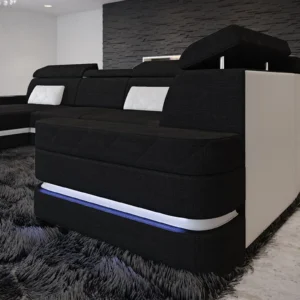 Webstoff Wohnlandschaft Bellavita mit Ottomane U-Form L Mini