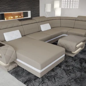 Mikrofaser Wohnlandschaft Bellavita mit Ottomane U-Form L