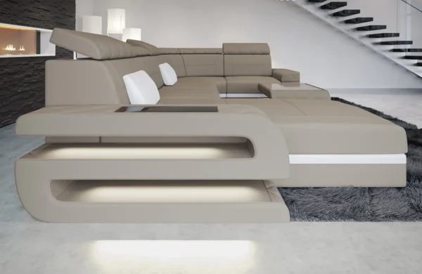Mikrofaser Wohnlandschaft Bellavita mit Ottomane U-Form L – Bild 2