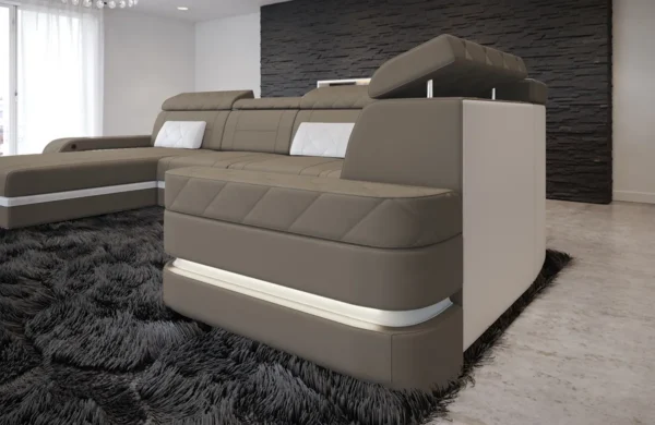 Mikrofaser Wohnlandschaft Bellavita mit Ottomane U-Form L – Bild 3