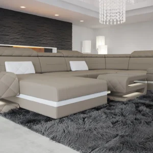 Mikrofaser Wohnlandschaft Bellavita mit Ottomane U-Form L