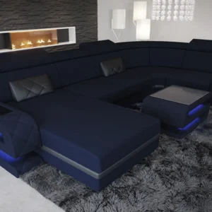 Mikrofaser Wohnlandschaft Bellavita mit Ottomane U-Form L