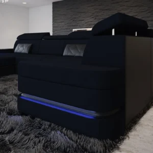 Mikrofaser Wohnlandschaft Bellavita mit Ottomane U-Form L