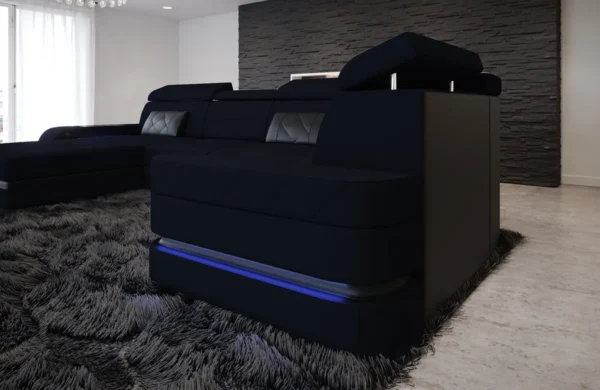 Mikrofaser Wohnlandschaft Bellavita mit Ottomane U-Form L – Bild 15