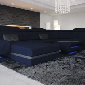 Mikrofaser Wohnlandschaft Bellavita mit Ottomane U-Form L