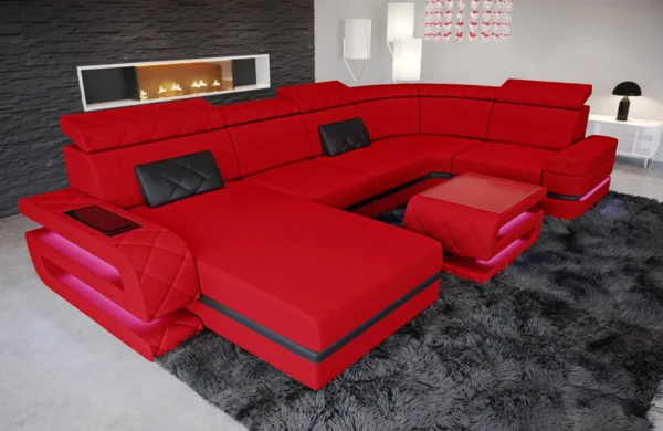 Mikrofaser Wohnlandschaft Bellavita mit Ottomane U-Form L – Bild 17