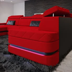 Mikrofaser Wohnlandschaft Bellavita mit Ottomane U-Form L