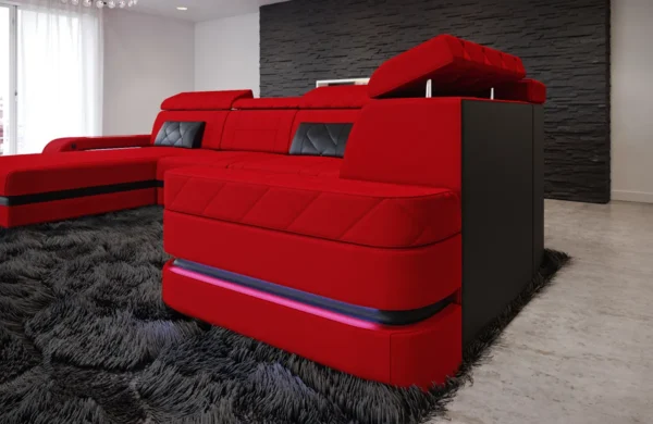 Mikrofaser Wohnlandschaft Bellavita mit Ottomane U-Form L – Bild 19