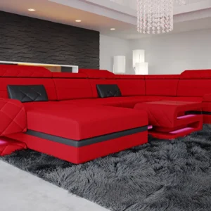 Mikrofaser Wohnlandschaft Bellavita mit Ottomane U-Form L