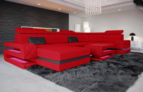 Mikrofaser Wohnlandschaft Bellavita mit Ottomane U-Form L – Bild 20