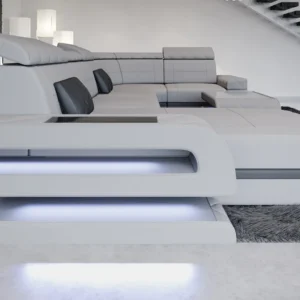 Mikrofaser Wohnlandschaft Bellavita mit Ottomane U-Form L