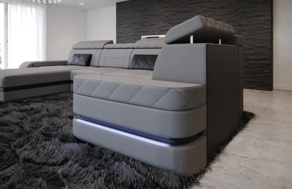 Mikrofaser Wohnlandschaft Bellavita mit Ottomane U-Form L – Bild 7