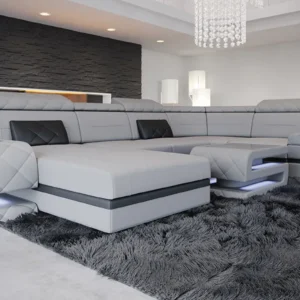 Mikrofaser Wohnlandschaft Bellavita mit Ottomane U-Form L