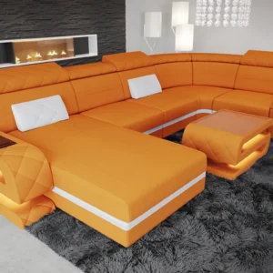 Mikrofaser Wohnlandschaft Bellavita mit Ottomane U-Form L