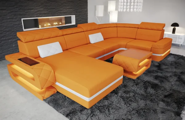 Mikrofaser Wohnlandschaft Bellavita mit Ottomane U-Form L – Bild 9