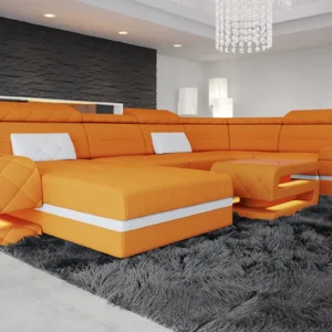 Mikrofaser Wohnlandschaft Bellavita mit Ottomane U-Form L