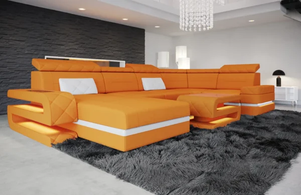 Mikrofaser Wohnlandschaft Bellavita mit Ottomane U-Form L – Bild 12