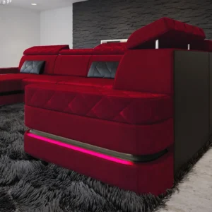 Samtstoff Wohnlandschaft Bellavita mit Ottomane U-Form L Mini