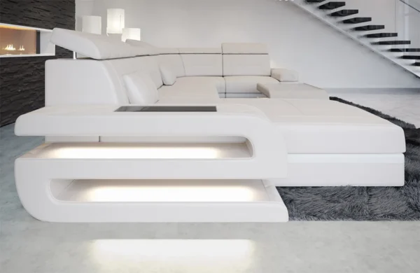 Kunstleder Wohnlandschaft Bellavita mit Ottomane U-Form L Mini – Bild 6