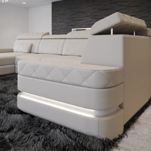 Kunstleder Wohnlandschaft Bellavita mit Ottomane U-Form L Mini