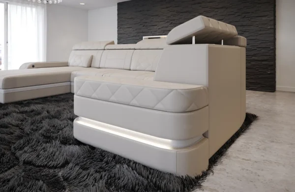 Kunstleder Wohnlandschaft Bellavita mit Ottomane U-Form L Mini – Bild 7