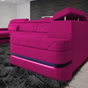 Kunstleder Wohnlandschaft Bellavita mit Ottomane U-Form L Mini