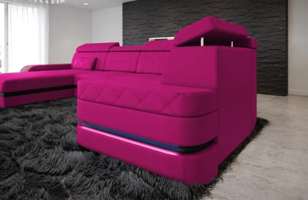 Kunstleder Wohnlandschaft Bellavita mit Ottomane U-Form L Mini – Bild 15