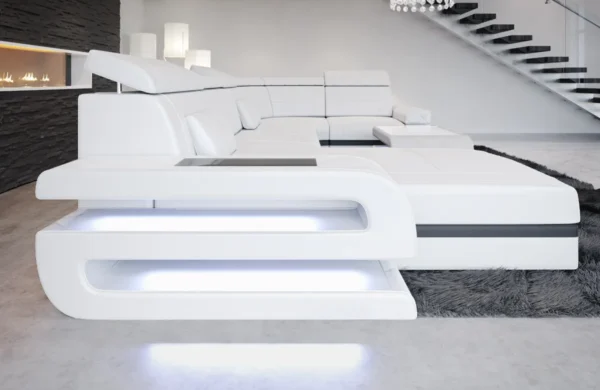 Kunstleder Wohnlandschaft Bellavita mit Ottomane U-Form L Mini – Bild 18