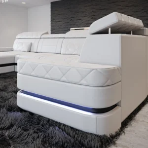 Kunstleder Wohnlandschaft Bellavita mit Ottomane U-Form L Mini