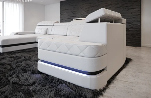 Kunstleder Wohnlandschaft Bellavita mit Ottomane U-Form L Mini – Bild 19