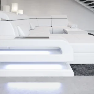Kunstleder Wohnlandschaft Bellavita mit Ottomane U-Form L Mini