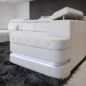 Kunstleder Wohnlandschaft Bellavita mit Ottomane U-Form L Mini