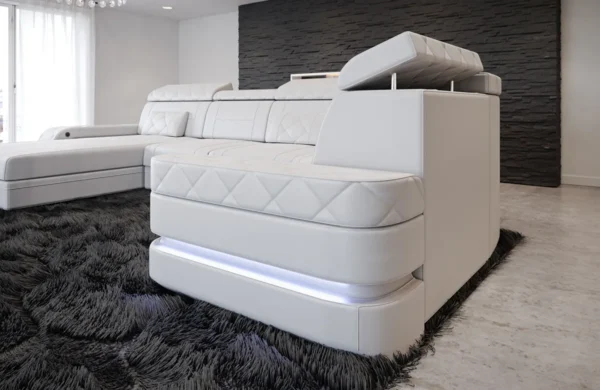Kunstleder Wohnlandschaft Bellavita mit Ottomane U-Form L Mini – Bild 23
