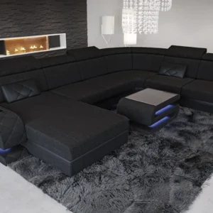 Webstoff Wohnlandschaft Bellavita mit Ottomane U-Form XL